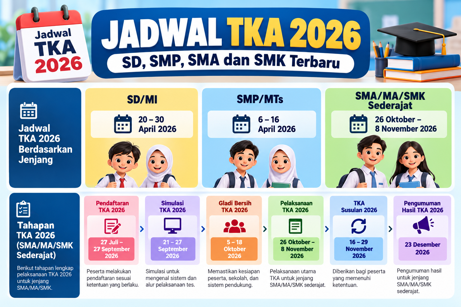 Jadwal TKA 2026 SD, SMP, SMA dan SMK Terbaru